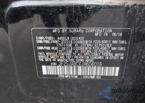 2018 Subaru Forester 2.5I из США, поврежденный, VIN JF2SJABCXJH604016